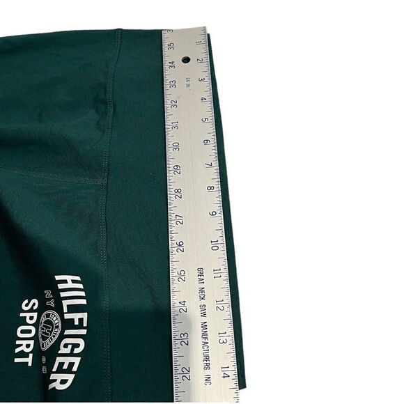 Tommy Hilfiger Leggings Women’s L‎ Green Crop Collegiate Logo High Waist Crest - Picture 7 of 10